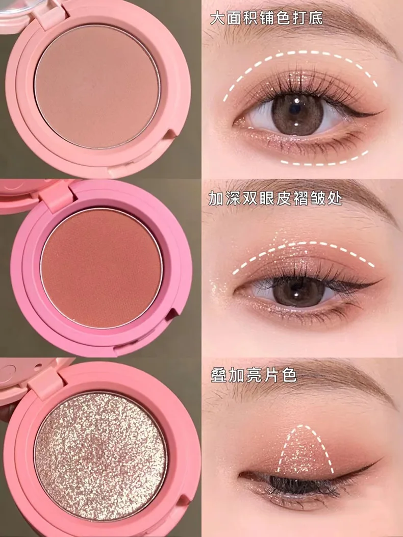 Paleta de maquillaje de tres capas, sombra de ojos nacarada mate, resaltador de colorete, paleta todo en uno para iluminar la piel