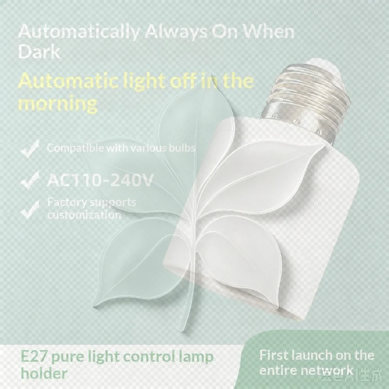 E27 Lamp Head 85-265VAutomatic Light-controlled Sensor Switch White Shell For Aisle Bedroom Living Room 1PC