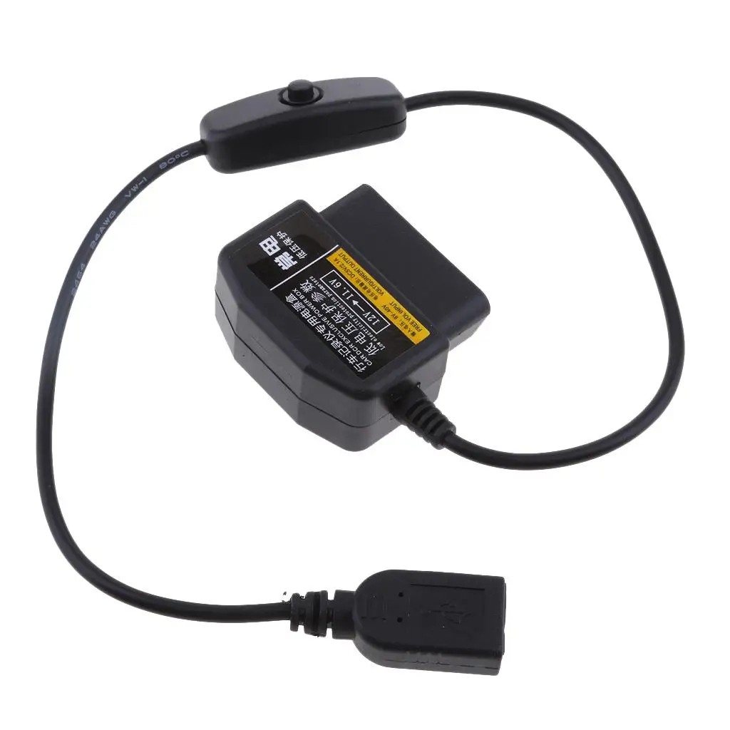 OBD Charger Cable with Inverter Power Transformer 12V 36V to 5V USB Output for Car Van Truck Navigation