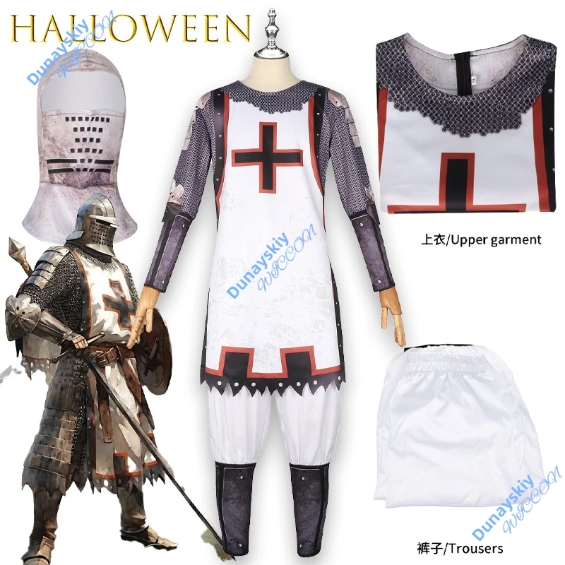 

Men Vintage 3D Print Long Sleeve TShirt Cotton Samurai Knights Templar Pattern Oversized Autumn Streetwear Cosplay Costume