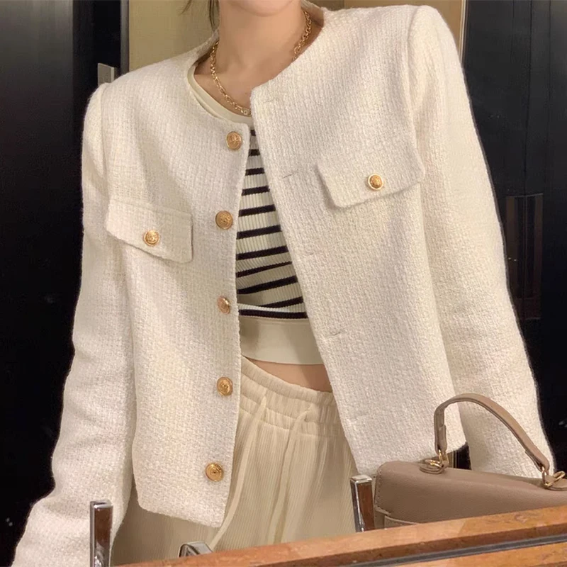 

EVNISI Women Vintage Aesthetic Tweed Jacket Fall Winter Buttons Up Cardigan Coat Korean Fashion Harajuku Elegant Outerwear 2024