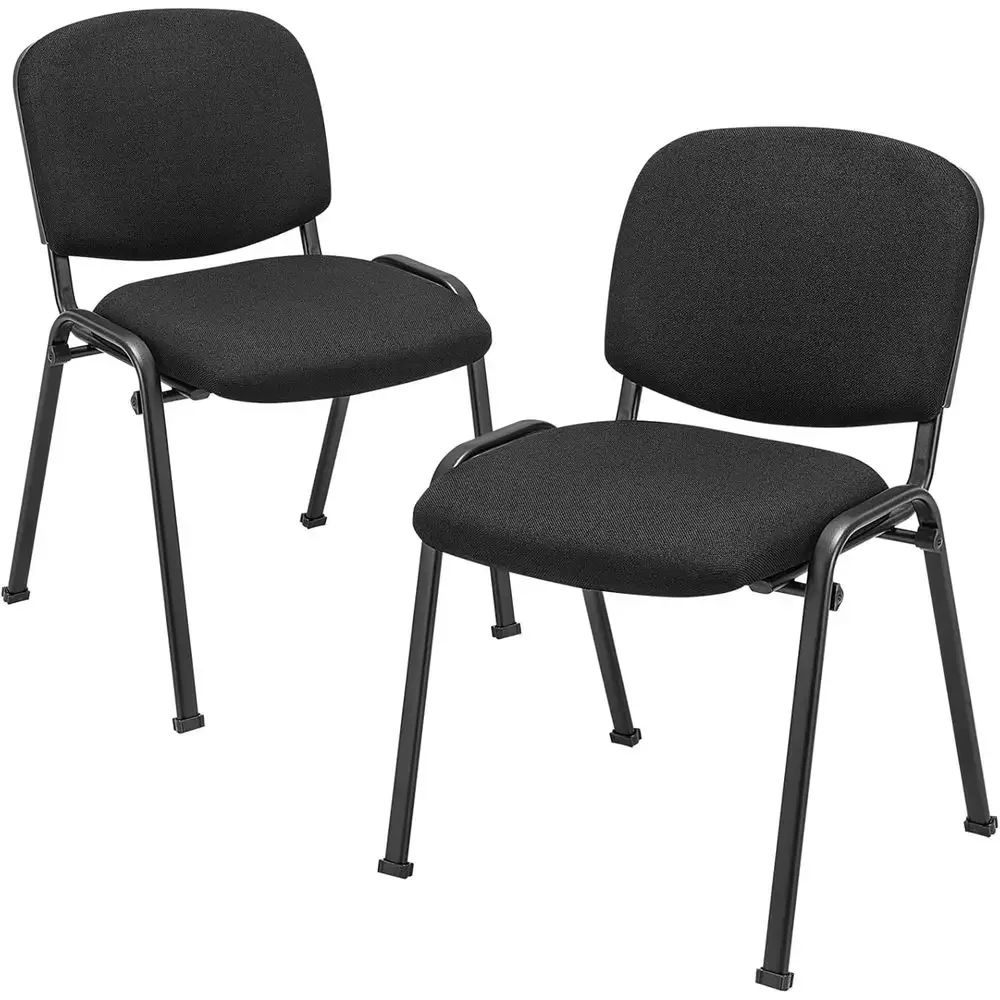 Stackable Ergonomic Office Chairs with Upholstered Seat and Back, Ideal for Conference and Waiting Rooms, Black