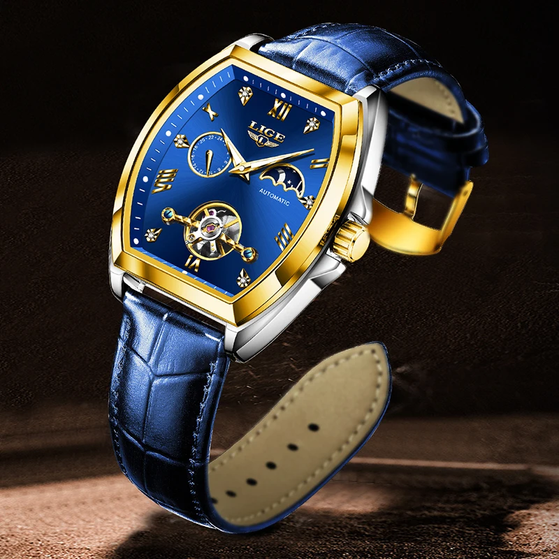 LIGE 2025 ساعات أوتوماتيكية للرجال موضة الأعمال الفاخرة ساعة رجالي مقاوم للماء مضيئة توربيون ساعات المعصم Reloj Hombre #3