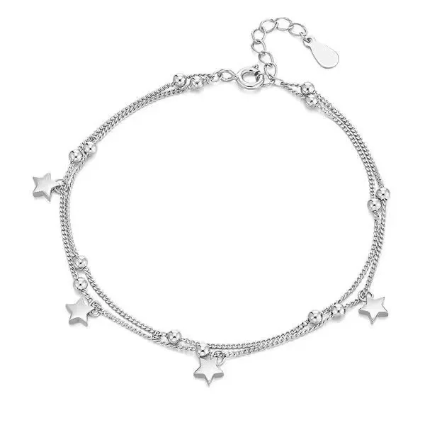 New trendy 925 Sterling Silver classic star Bracelets for men Women Fashion Jewelry Wedding lady party 18+5CM Birthday gifts