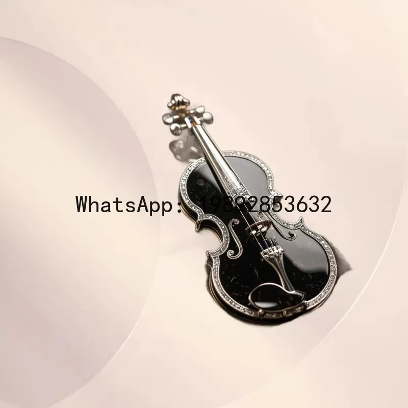 XZ exquisite literary and artistic fan black violin brooch fashionable wear music element pin decoration