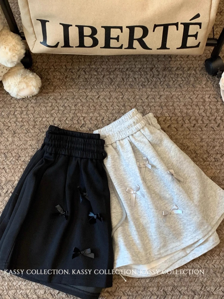 Short à nœud taille haute pour femmes, coupe ample, décontracté, jambes larges, pantalons chauds, été 2025