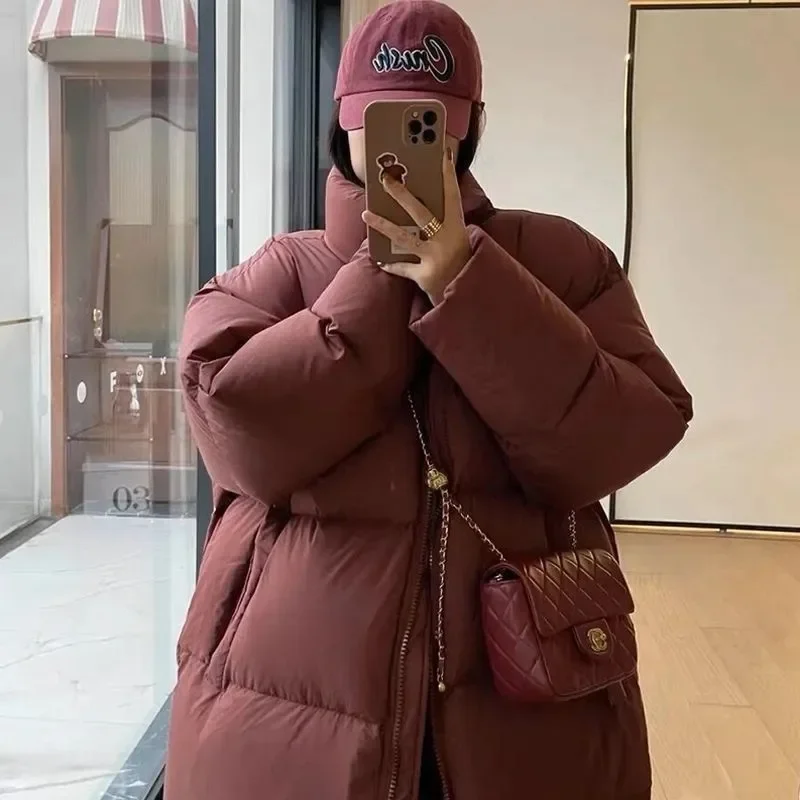 2023 New Winter Cotton padded jacket Women's mid length thick loose oversized jacket Women's clothing fur collar jacket