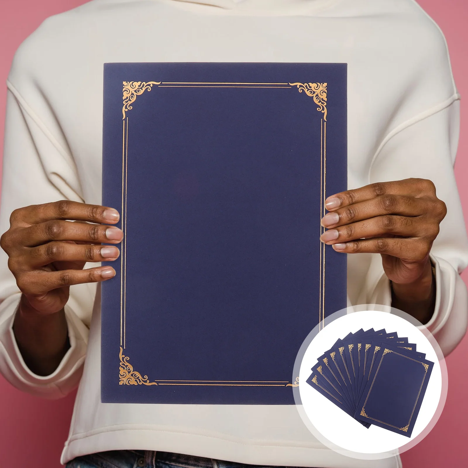 

10Pcs Premium Quality Certificate Cover Gold Foil Accents for Certificates Awards Diplomas Document Protective Folder