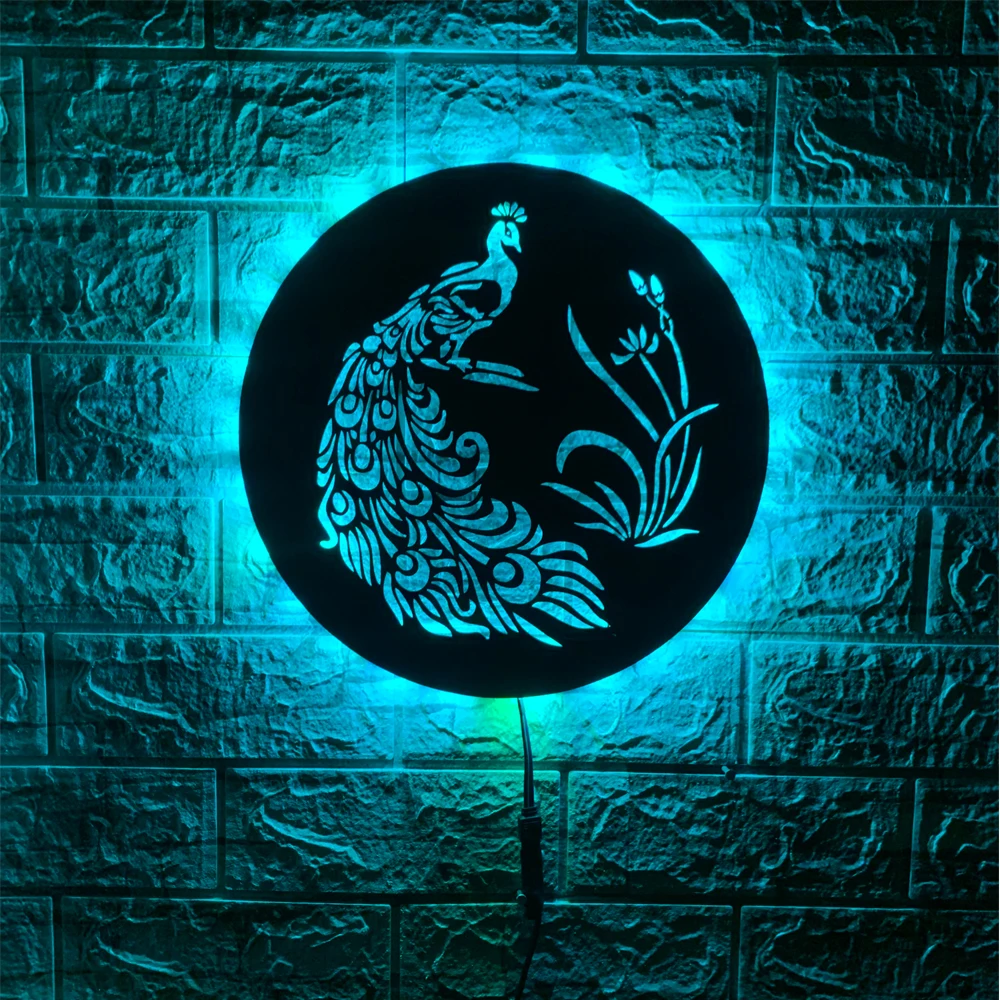 

ZK50 Creative Luminous Color-Changing Peacock Remote Control LED Wall Lamp Indoor Restaurant Decoration USB Atmosphere Light