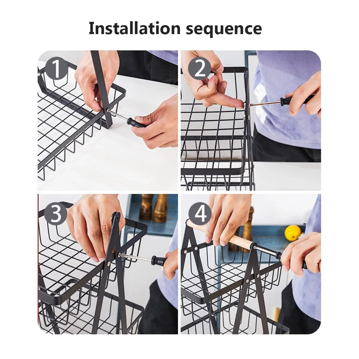 3 Tier Countertop Fruit Basket Portable Fruit Bowle Basket Kitchen Organizer Storage & Dining Room Fruits Vegetable Bread Snacks