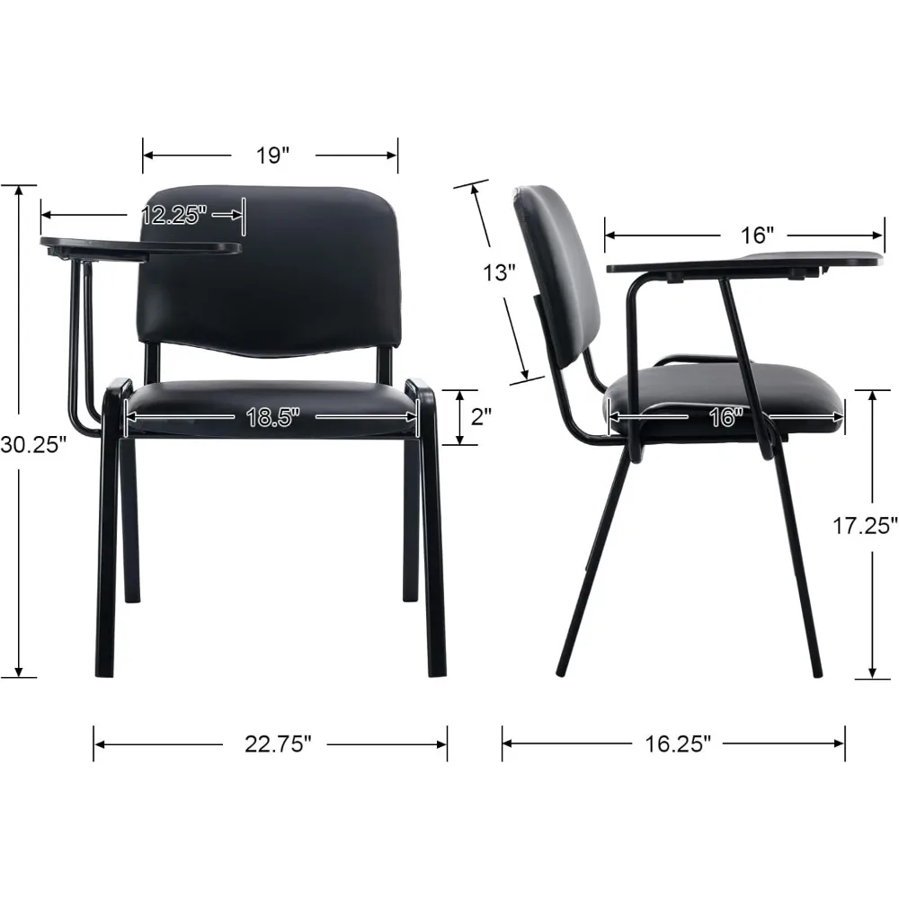 School Chairs,10 Stackable Chairs with Flip-up Tablet Arm, Vinyl Leather Stackable Guest Chairs, School Chairs