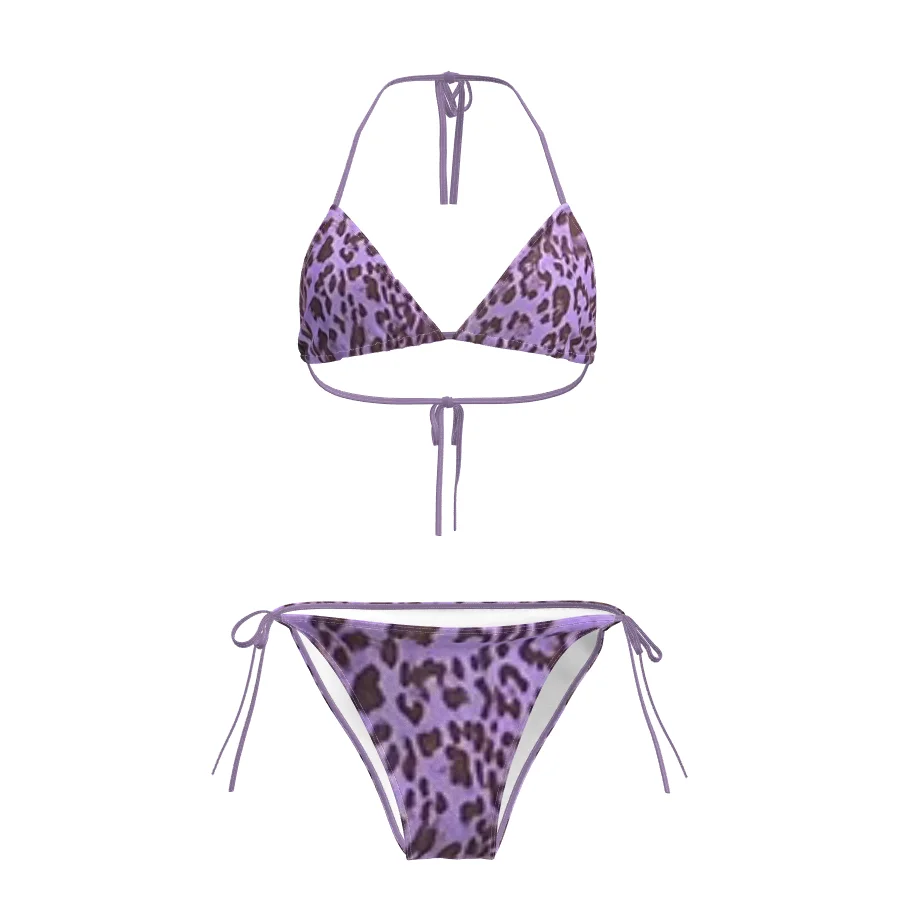Sexy Women's Two Piece vintage Bikini High Cut Bottoms Halter Neck leopard print Tops Swimsuit Beach Bathing Suit 2025 Summer