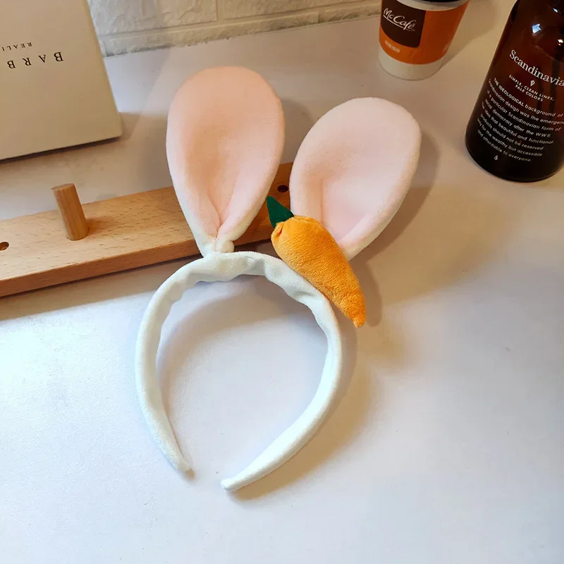 

Anime Cosplay Bunny Ear Headband Plush with Carrot for Women Girls Easter Party Cute Animal Ear Fashion Accessory