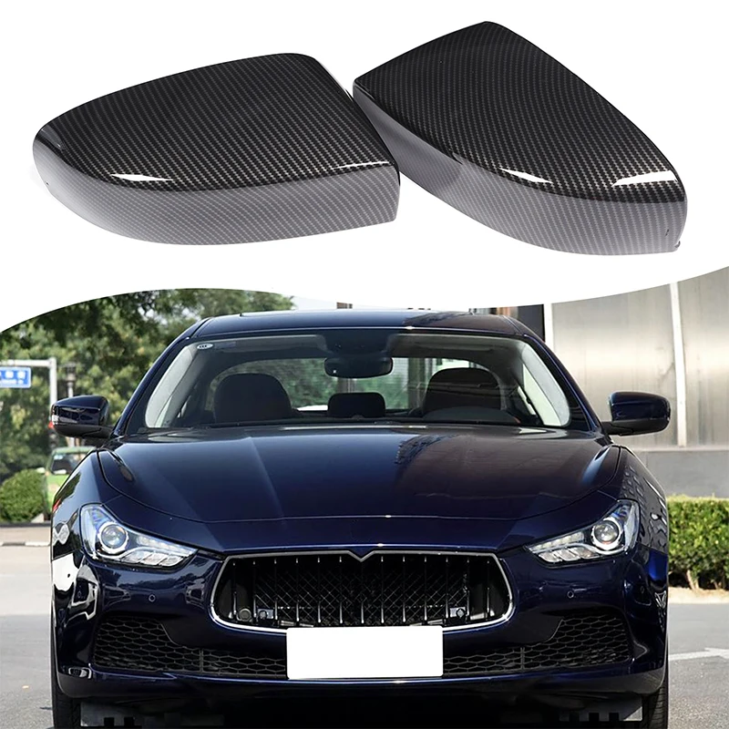 

Car Styling Carbon Fiber Glossy Black Side Door Mirror Cover For Maserati Quattroporte Ghibli 2017-2025 Auto parts