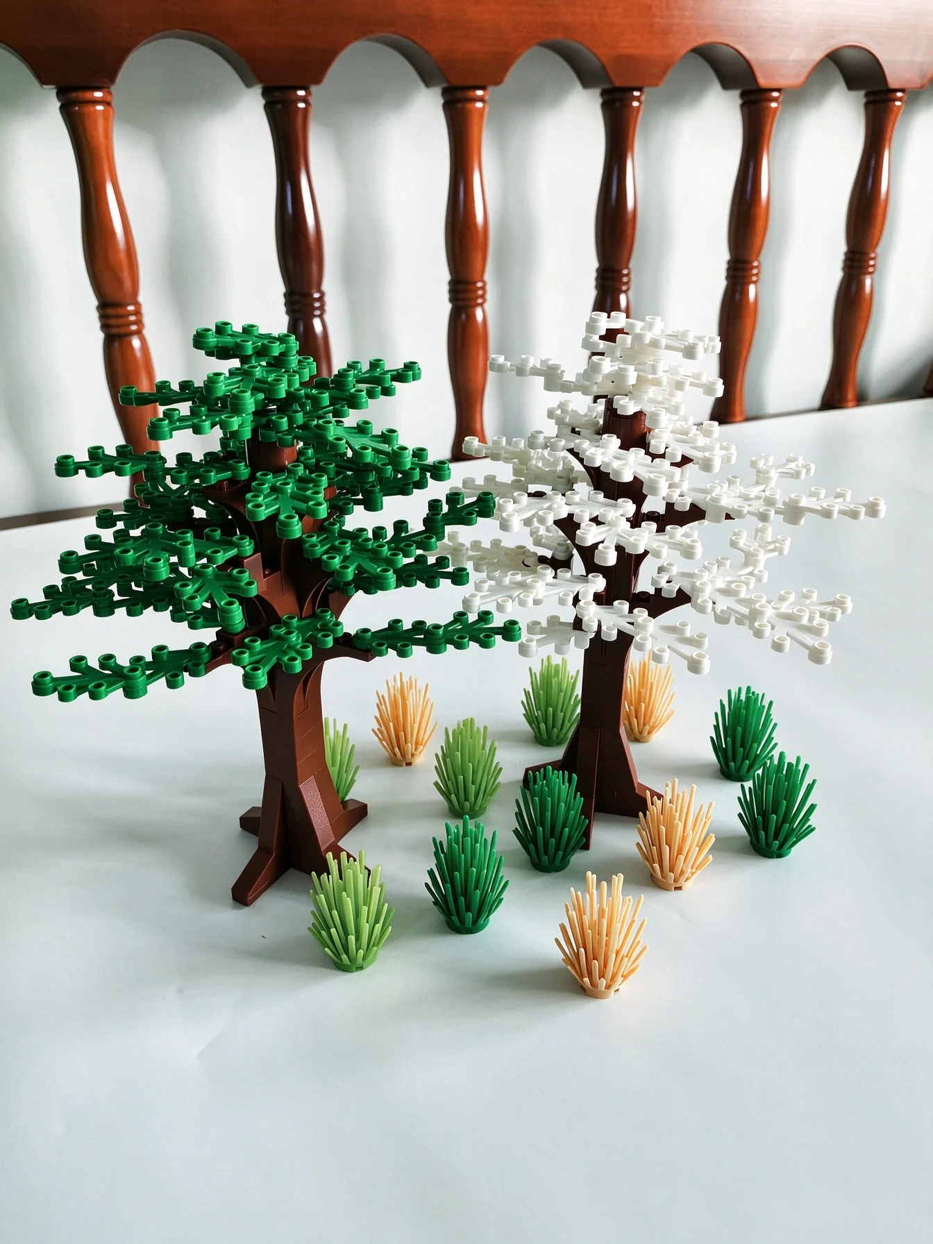 Children's Small Particles Building Block Set (90PCS) Tree MOC City Streets Park Jungle Landscape Plants Scene Modeling DIY Toys