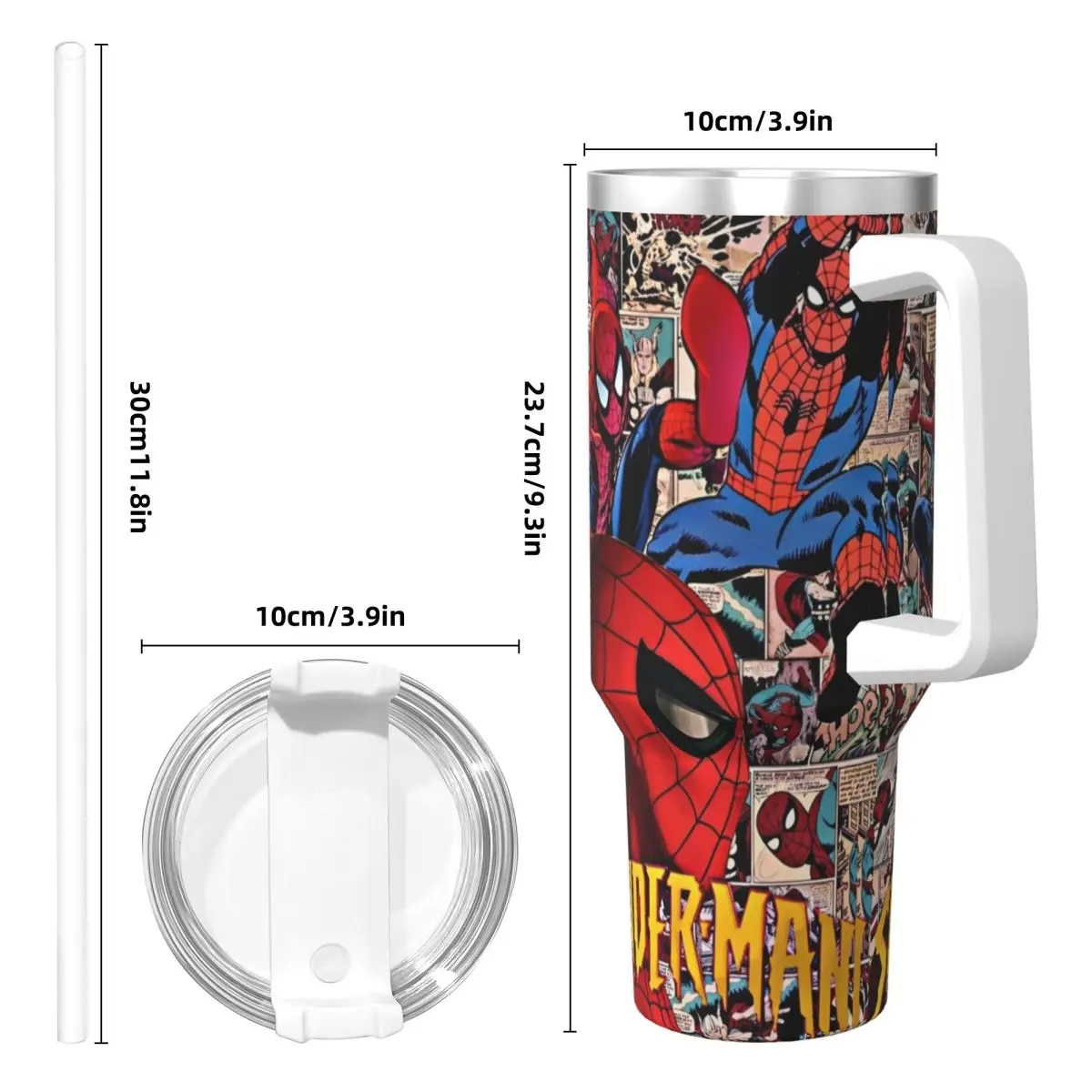 MINISO Spider Man HD Print Tumbler Cold and Hot Water Bottle Insulated Stainless Steel Thermal Cups Printed Beach Car Mugs