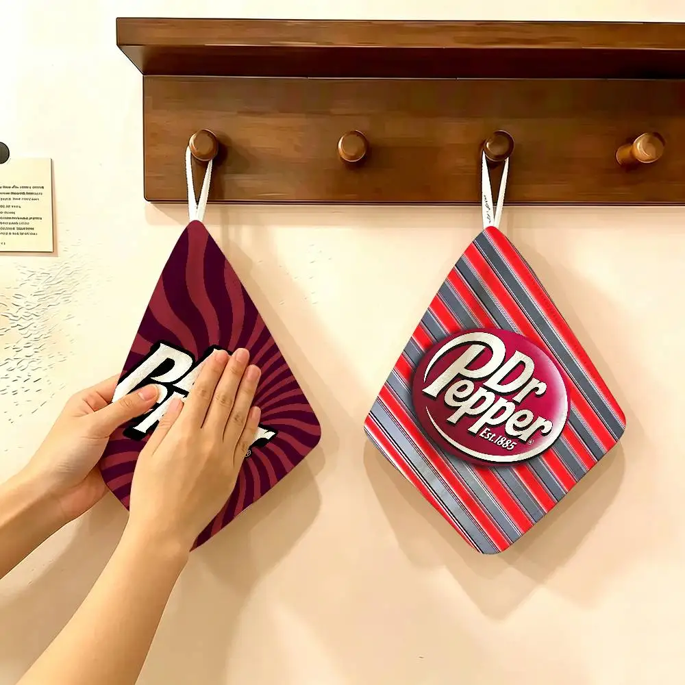 D-Dr Peppers Logo Polyester Cotton Hanging Kitchen Towel, Skin Friendly Hand Wiping Towel for Hotel Cafe Household