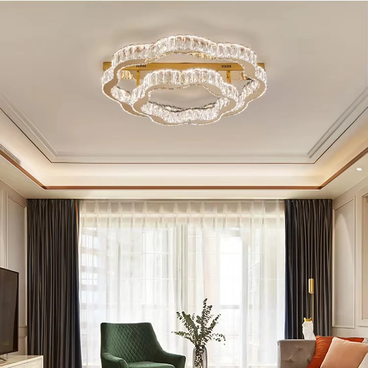 Modern Gold Luxury Dimmable Bedroom Living Room Led Crystal Ceiling Lamp Smart Home Lights