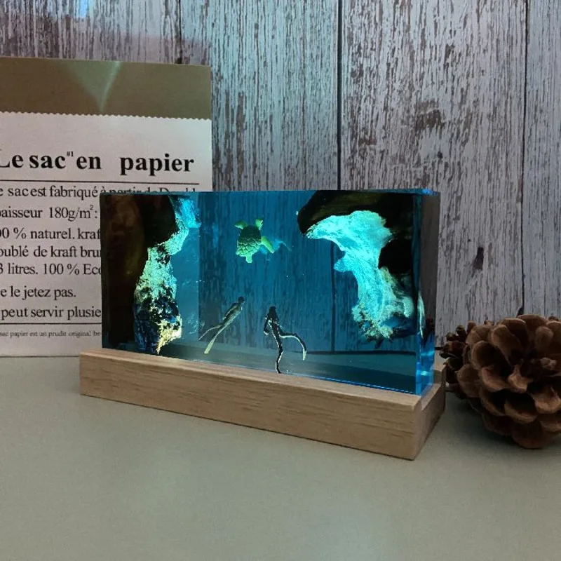

Desktop Resin Ornament Ocean 3D Unique Art High-End Home Decor Finished Night Light Gift For Best Friend Holiday Present