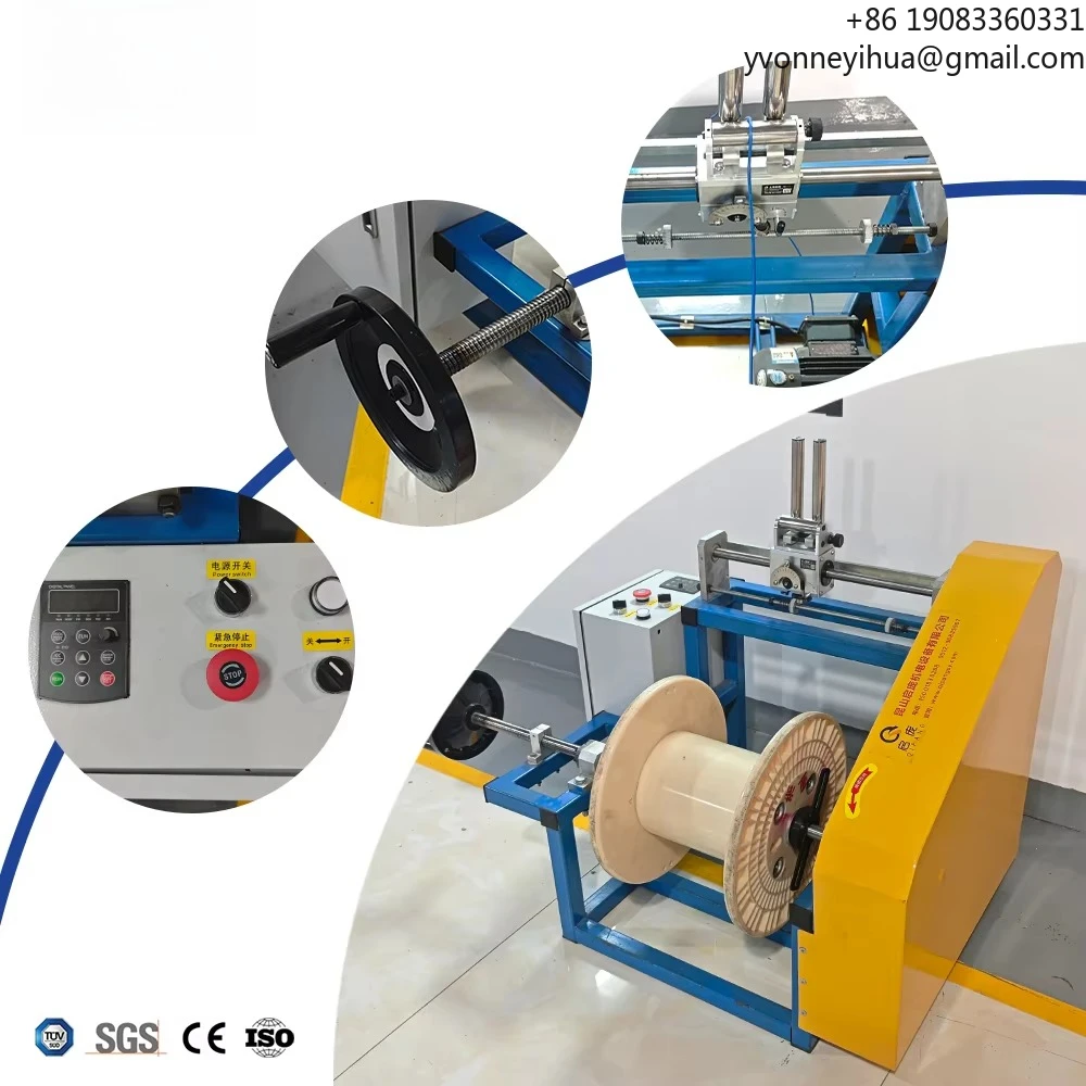 Qipang QP500 Wire Coiling Machinery Thread Bobbin Winding Cable Rewinding Take Up Machine With Meter Counter