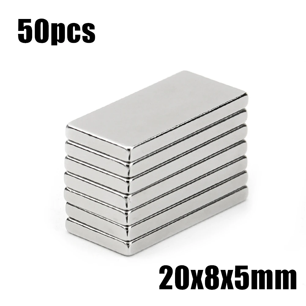 

50pcs 20x8x5mm Super Powerful Strong Rare Earth Block NdFeB Magnet Neodymium N35 Magnets 20*8*5mm