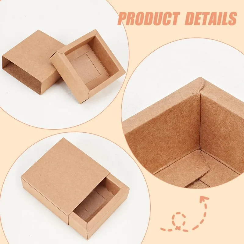 20 Pack Kraft Paper Drawer Box Festival Gift Wrapping Boxes Soap Jewelry Candy Weeding Party Favors Gift Packaging Boxes