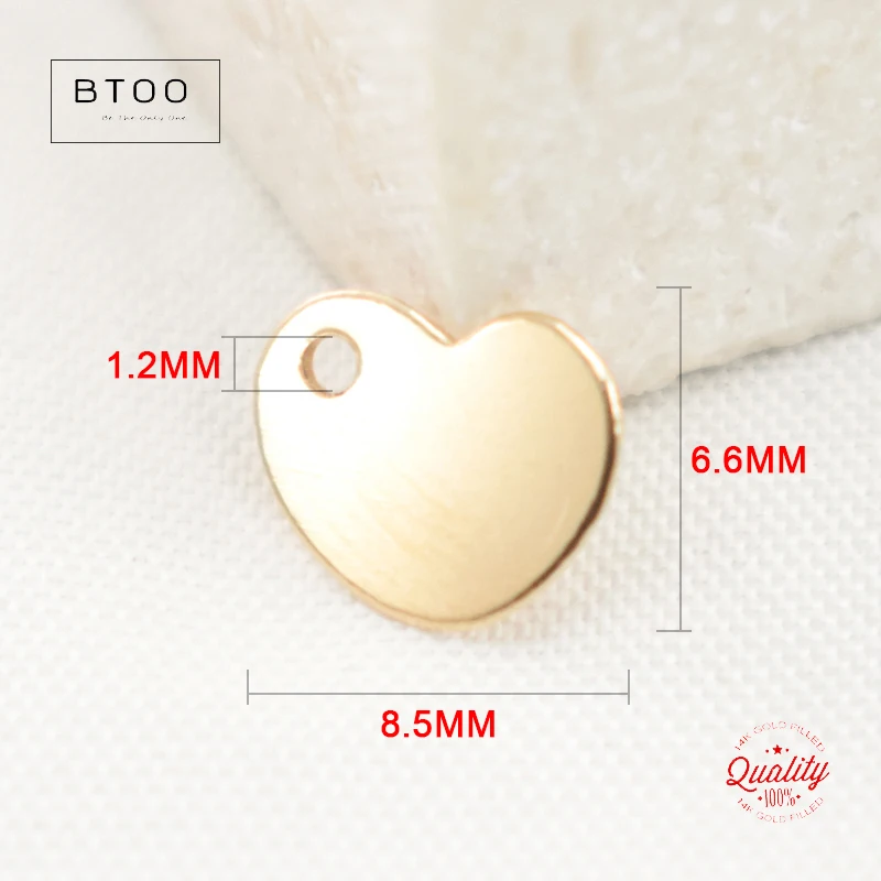 Heart 14K Gold Filled Single And Double Holes Pendant Heart Charm Jewelry for DIY Bracelet Necklace Making Jewelry Findings