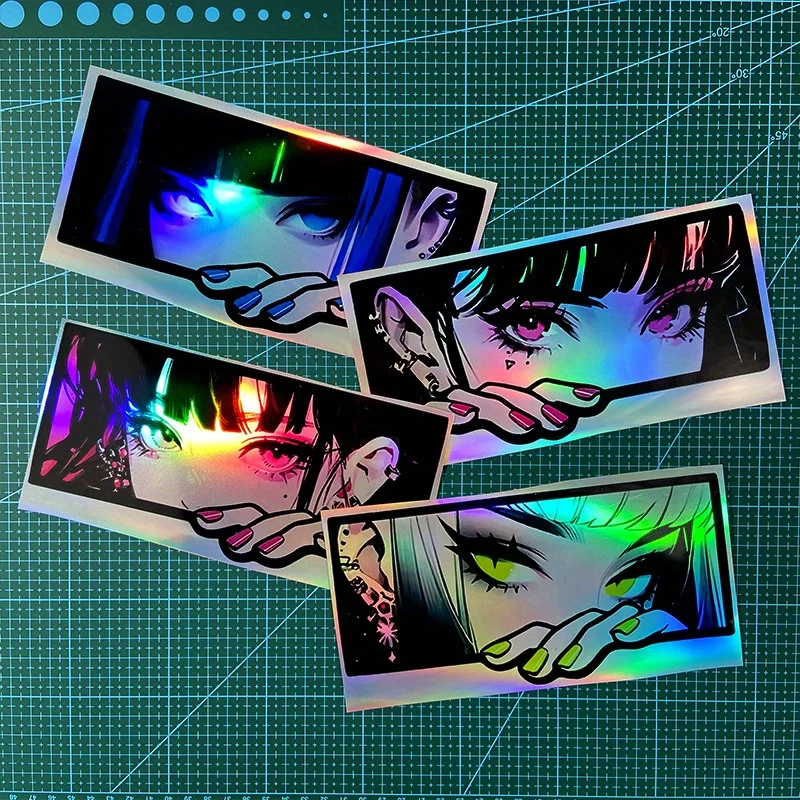 1PC Holographic Anime Girl Eye Stickers! Captivating designs perfect for decorating laptops, phone cases