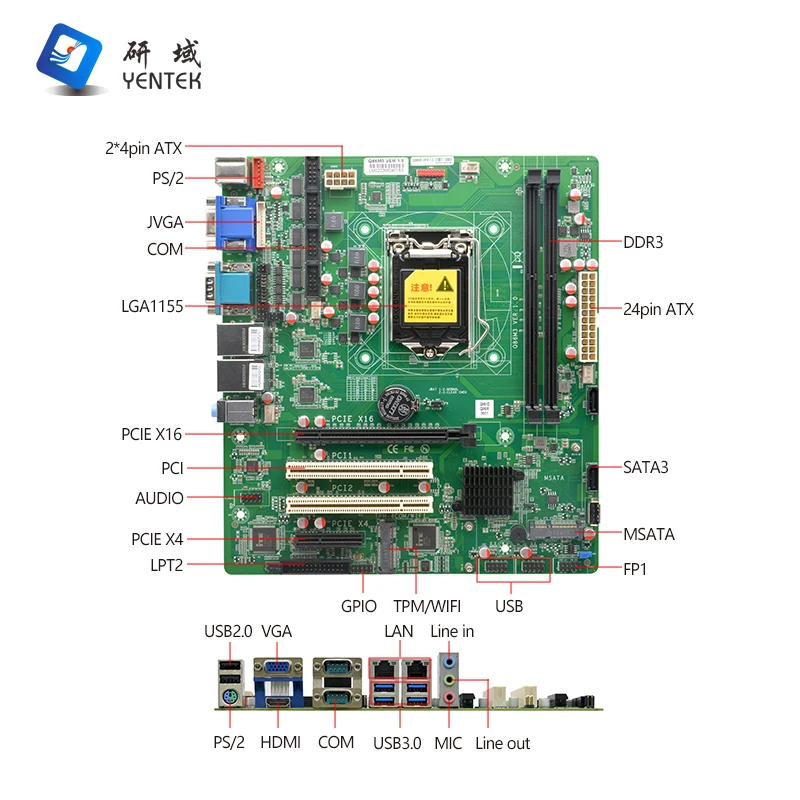 ضمان متوفر 3 سنوات معالج ATX Q85 LGA1150 I3 I5 I7 2 DDR3 HD VGA 2 LAN 11 USB PCIE Win10 Linux اللوحة الأم الصناعية