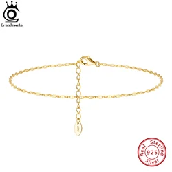ORSA JEWELS Plata de Ley 925 tobilleras de cadena Mariner moda mujer verano 14K pulsera de pie de oro correas de tobillo joyería SA24