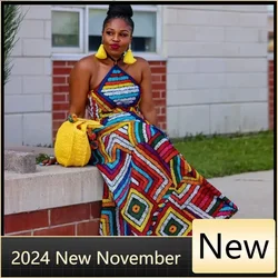 Customized African Dresses For Women Elegant Dashiki Summer Spaghetti Straps Maxi Dress Ladies Traditional Africa Clothing Fairy