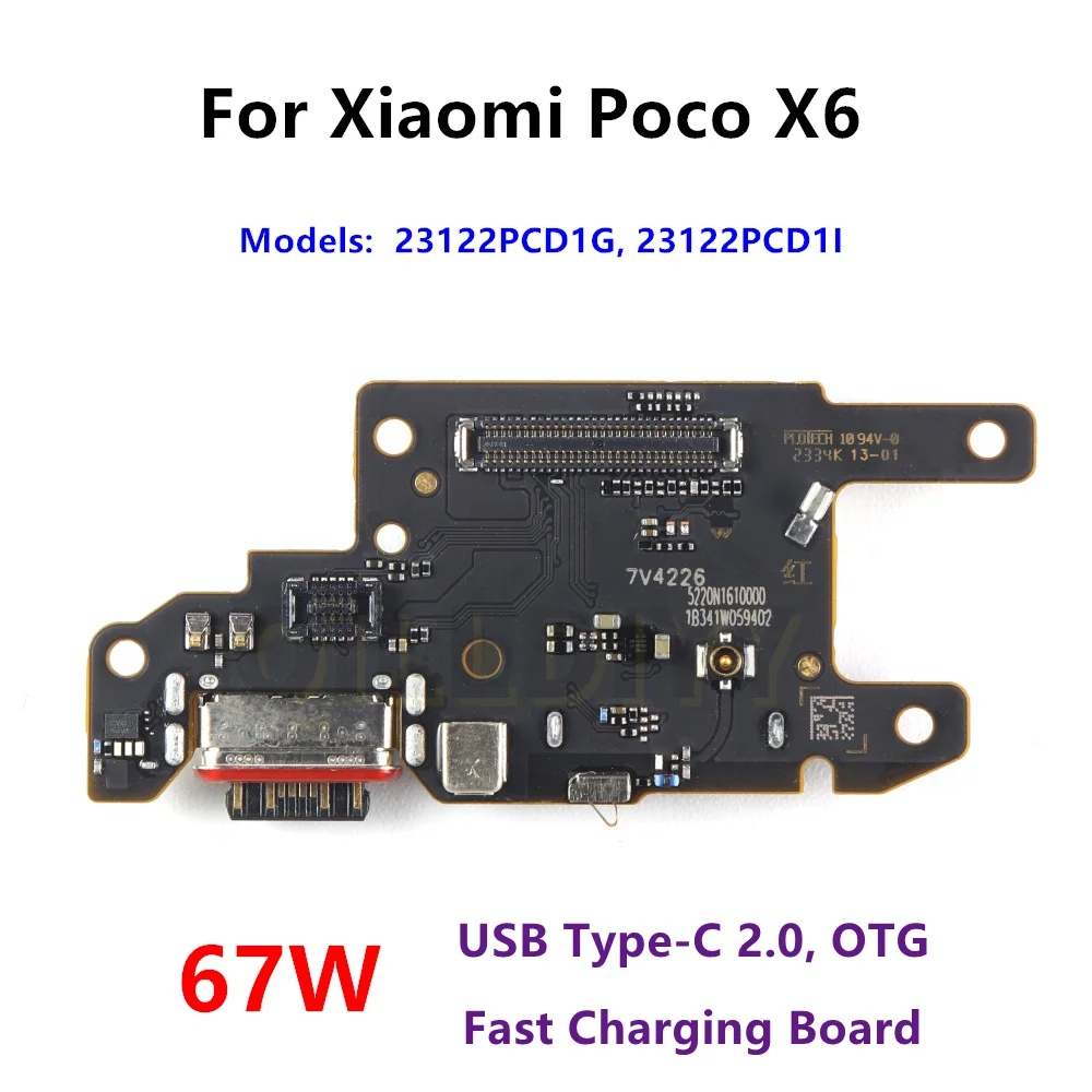 

Fast USB Charging Dock Board For Xiaomi Poco X6 Charger Port Connector Flex Cable Repair Parts Mic SIM Reader Card Sl