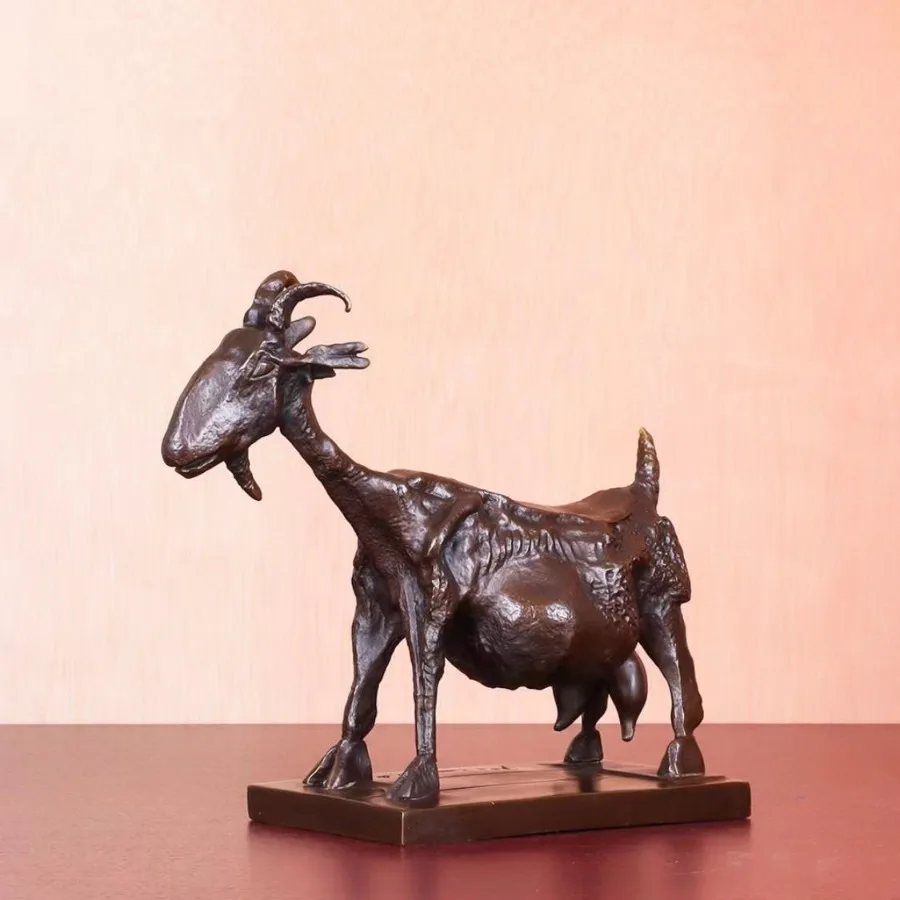 Bronze Picasso's Goat Statue Famous Sculpture Brass Art Hobby Figurine Replica Animal Handicrafts Home Office Decoration