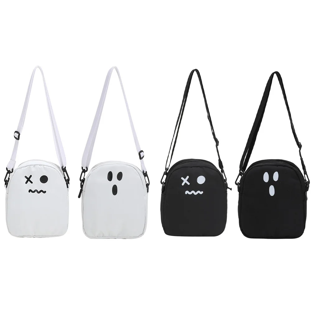 Black White Funny Cute Ghost Kawaii Women Canvas Bag Cartoon Harajuku Chic Ins Shopper Bag Women Shoulder Bags Large Capacity1Pc