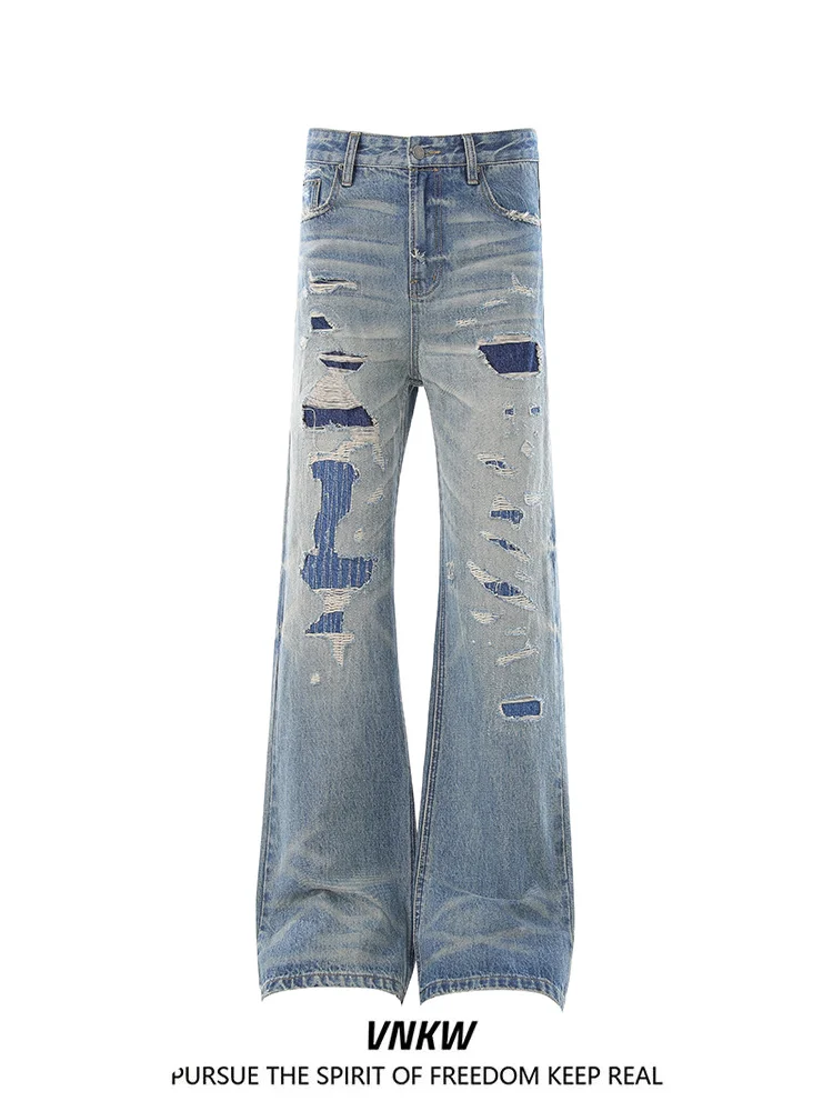 

Waed Distred Straight Leg Jeans Casual Loose Fit Men Women Commute Long Pants Vintage Sle Classic Color