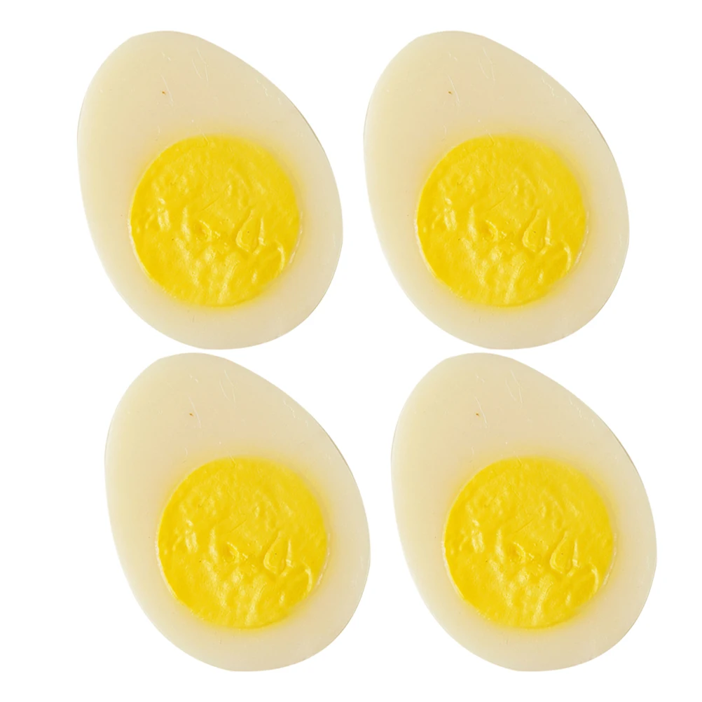 

4pcs Simulated Boiled Eggs PVC Artificial Decor Models Fake Food Props No Buckle Kitchen Photography Teaching Tools DIY Craft