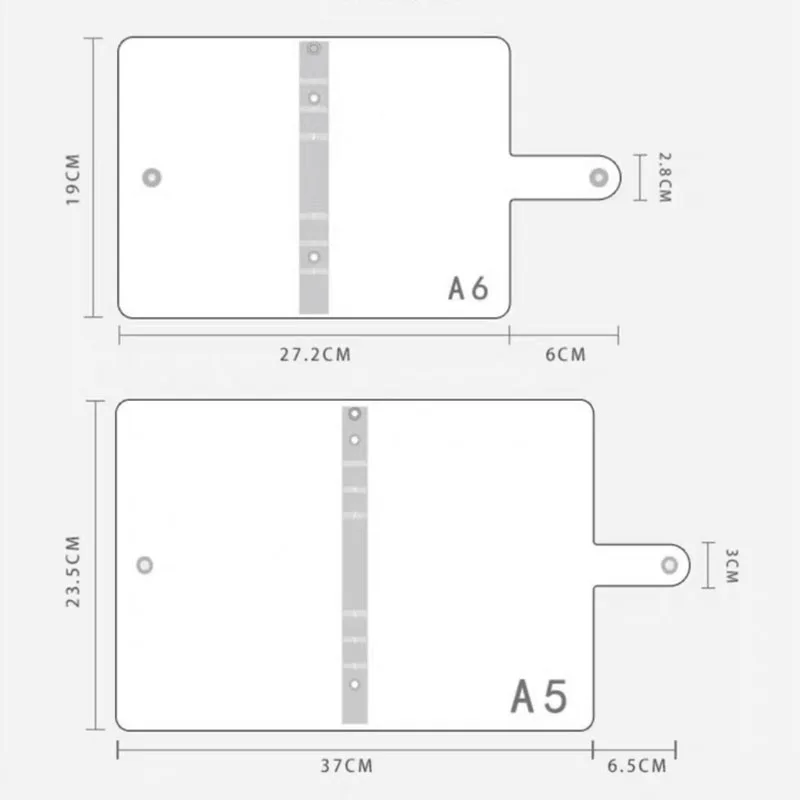 A6 A5 Transparent Soft PVC Notebook 6-Ring Binder Clear Loose Leaf Folder Personal DIY Journal Planner Cover with Snap Closure