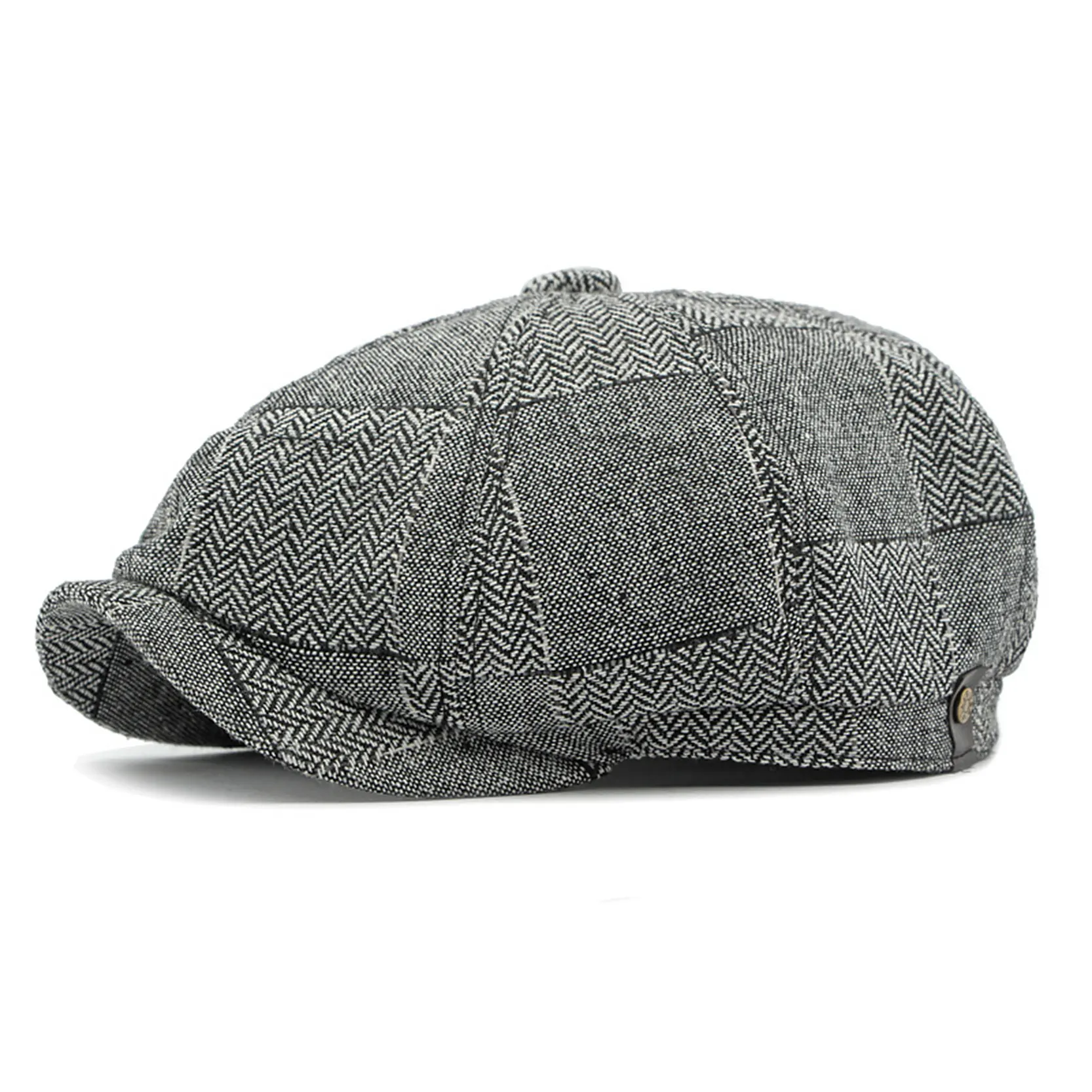 Men's Faux Woolen Tweed Plaid Octagonal Irish Newsboy Cabbie Gatsby Driving travel Paperboy Painter Hat Cap For Male Outerwear