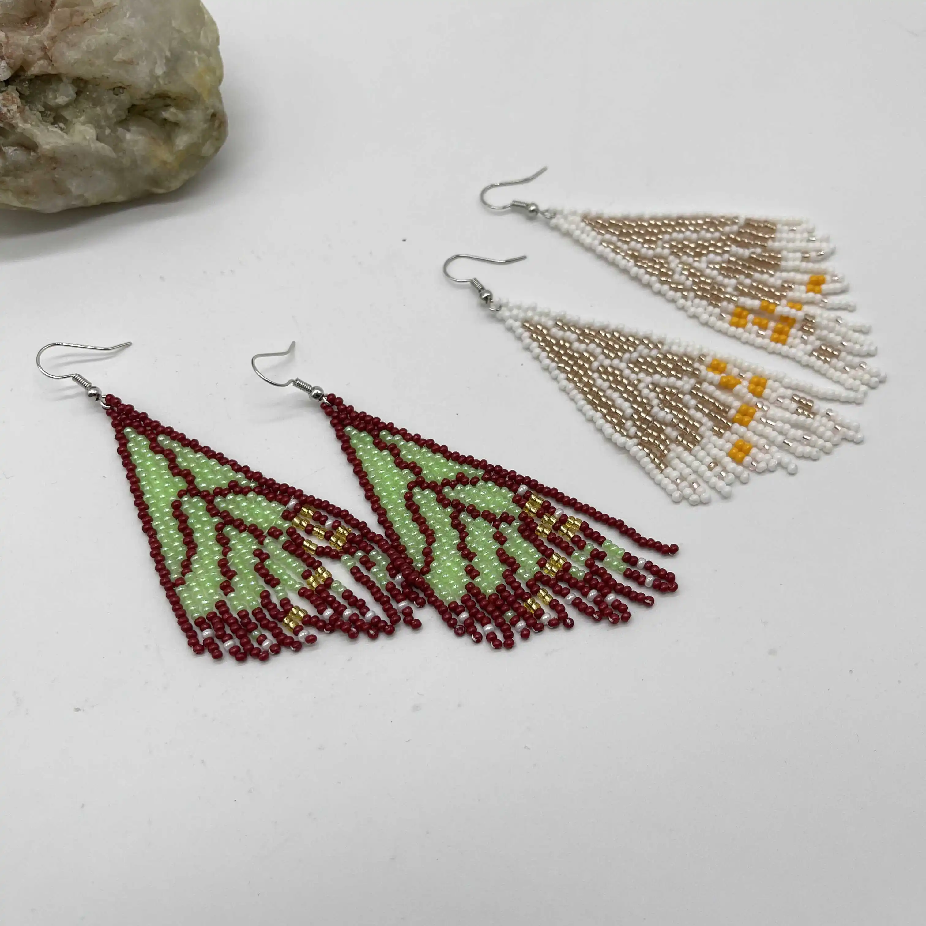 Rice bead earrings Tassel Butterfly wing Design Originality Hand knitting Bohemia Alloy Fashion Simple Beaded earrings