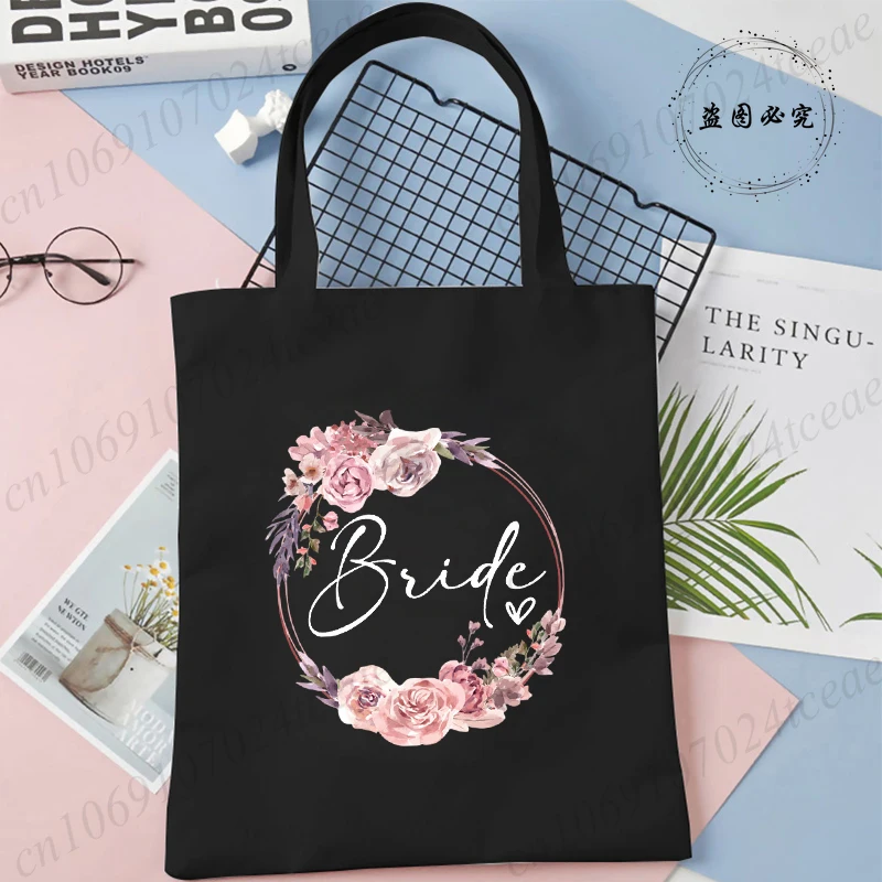 حقيبة يد للنساء أزياء حفل زفاف الرسم قماش حمل حقيبة تسوق حقيبة كتف سيدة حقائب الزفاف العازبة #3