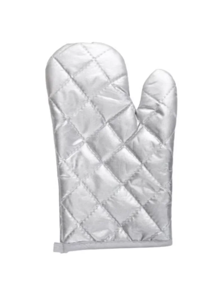 Silver-Coated Quilted Cooking Mittens with Anti-Scalding and Wear-Resistant Features