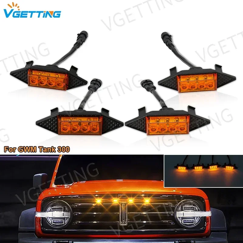 Amber LED For Tank 300 GWM Car Front Grille Light Daytime Running Lamp Eagle Eye Raptor Style Headlight Warning Lamp Accessories