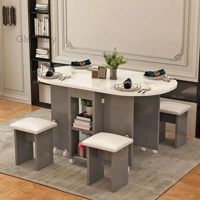 Juego de Mesa de Comedor con 4 Sillas Plegables, Mesa de Comedor de Lujo Estilo Nórdico Italiano, Decoración Simple, Mesas y Sillas de Comedor, Muebles de Cocina