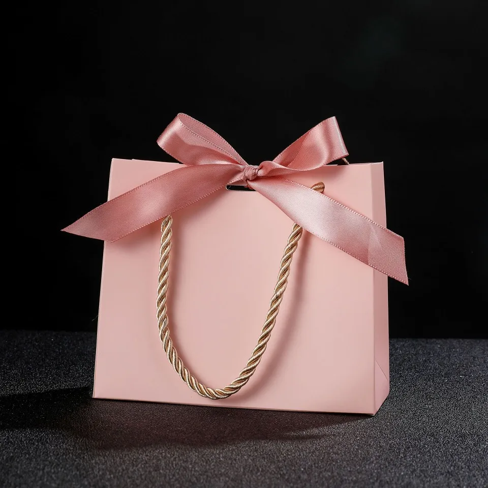 20/50 wiederverwendbare Geschenktüten mit Griffen, Papiertüten mit Schleifen, Einkaufstaschen, Geburtstagsfeiern, Hochzeiten, Abschlussfeiern, dekorative Box – Detail 3