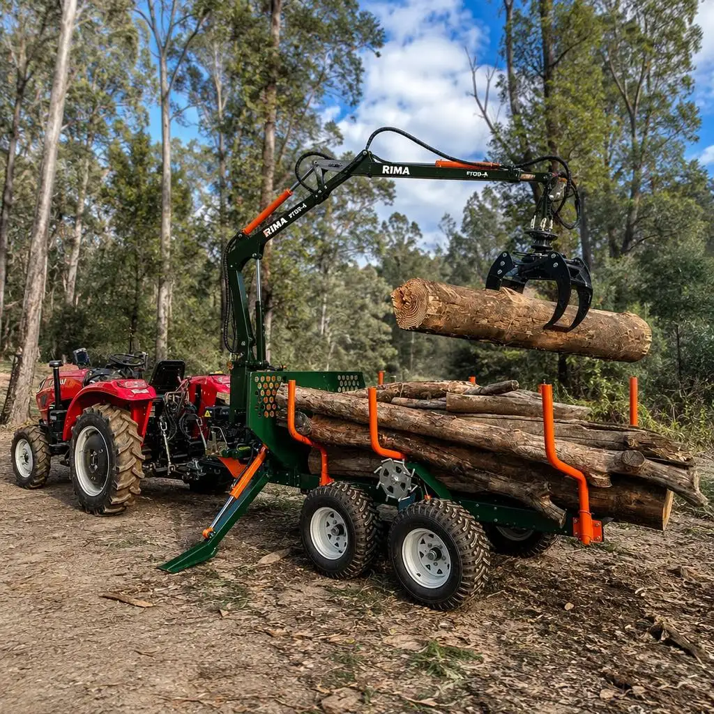 for^2 Ton ATV Log Trailer with 4.2m Hydraulic Crane and 4WD Remote Drive System