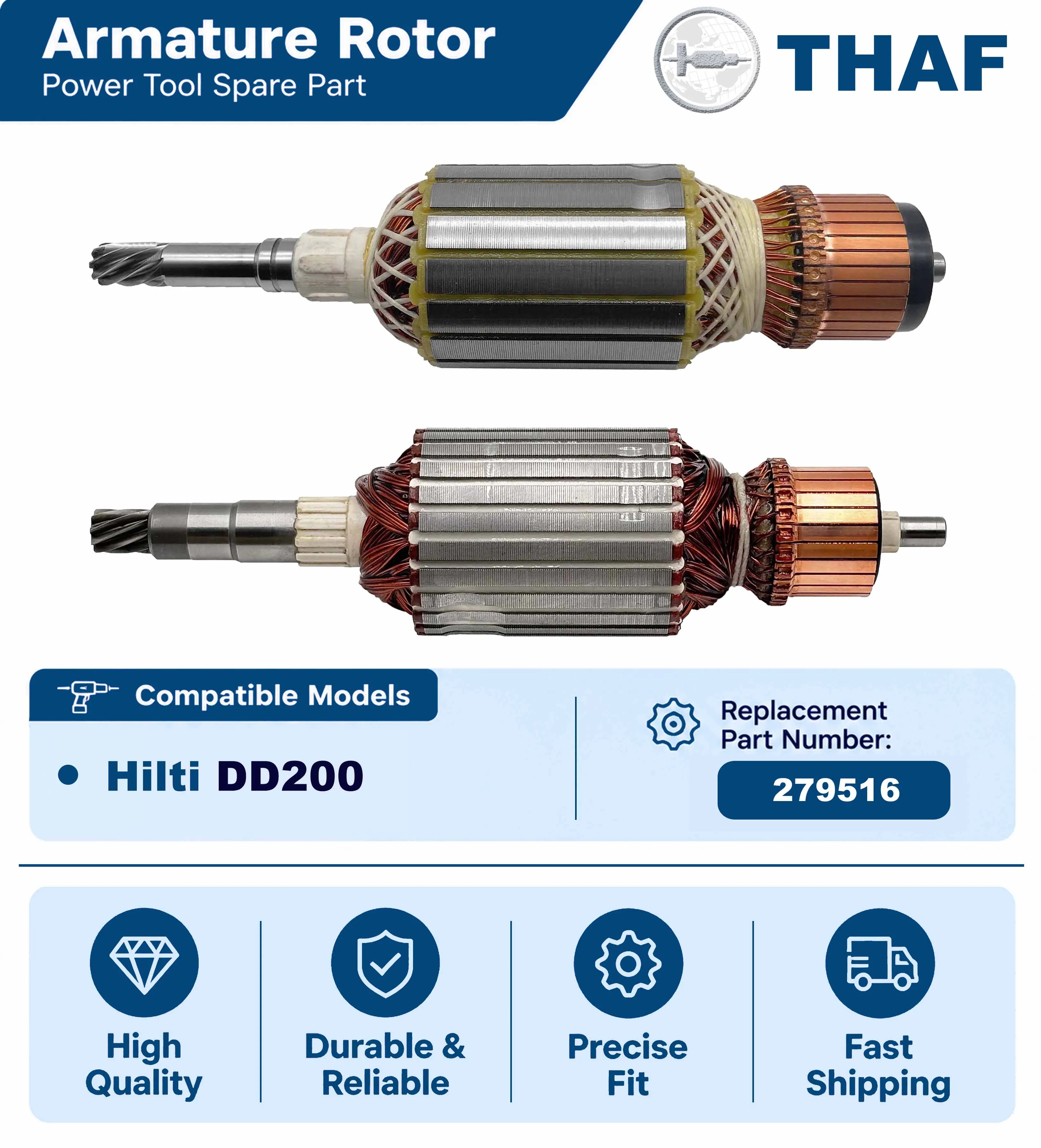 AC220V-240V DD200 Rotor Anker Motor Ersatzteil Für HILTI Bohrmaschine DD 200 – Detail 1