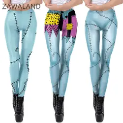 Zawaland Halloween Anime Movie Sally Cosplay Leggings for Woman Fitness Tights Female Trousers Zombie Carnival Cosplay Bottom