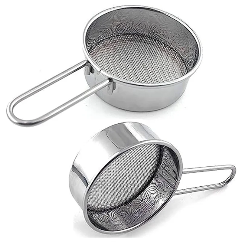 

AA80-2 Pcs Stainless Steel Flour Sieve Household Kitchen Mesh Sieve For Sugar Flour Powder And Spices