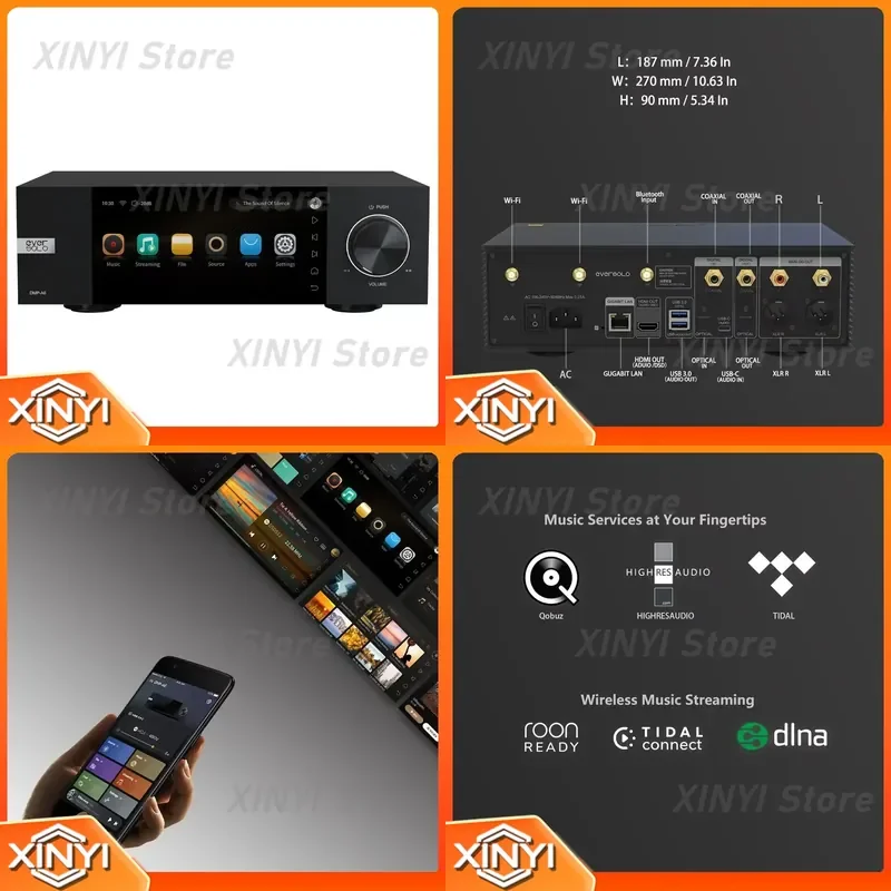 DMP-A6 Streamer MQA Full Decoder XMOS316 DSD512 PCM768kHz 32Bit Bluetooth 5.0 HD 6 Inch HD Touchscreen App Control