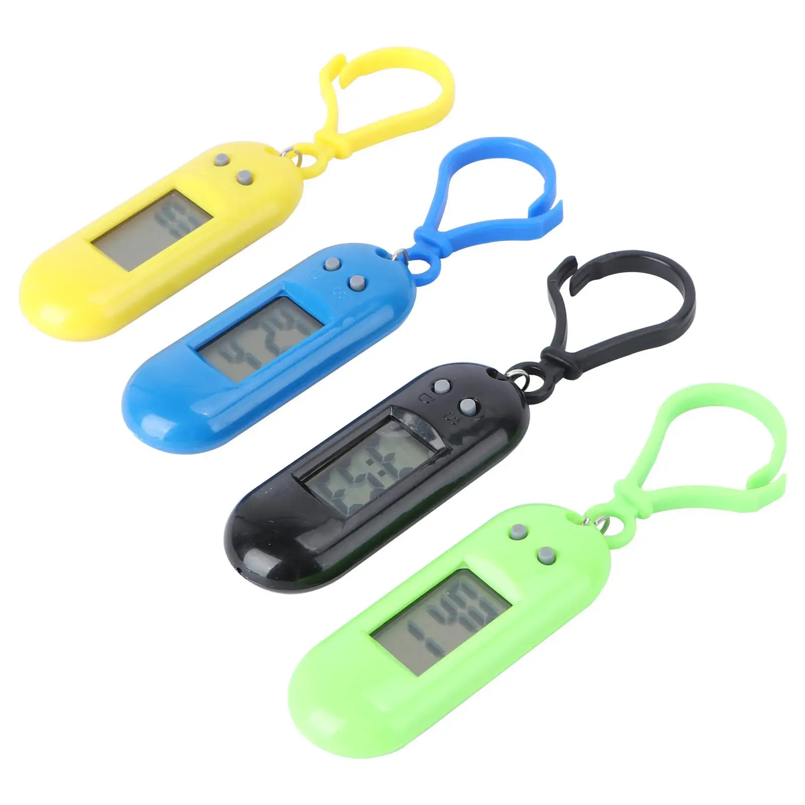 4 Pcs Keychain Pocket Watch Premium Material Simple Electronic Keyring Buckle Reading Great Gift Idea